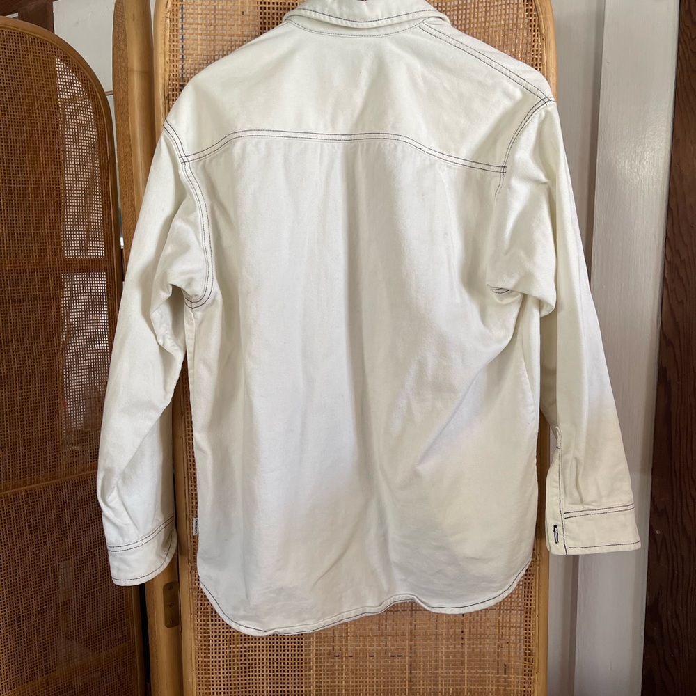 Carhartt Cream Button-Up Shirt with Black Stitching - Picture 7 of 7